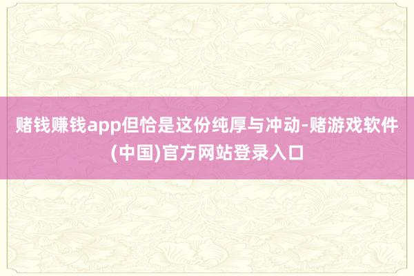 赌钱赚钱app但恰是这份纯厚与冲动-赌游戏软件(中国)官方网站登录入口