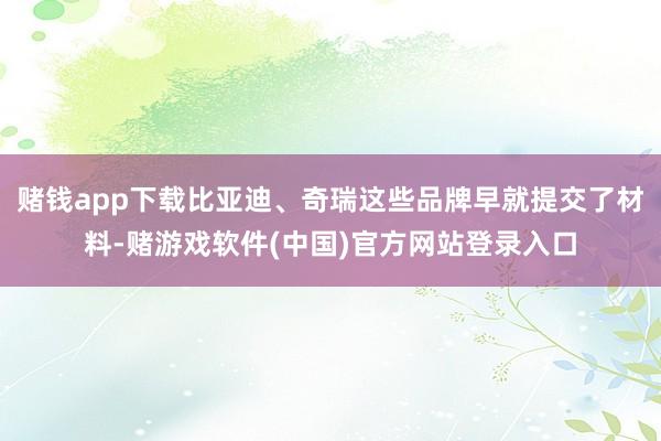 赌钱app下载比亚迪、奇瑞这些品牌早就提交了材料-赌游戏软件(中国)官方网站登录入口