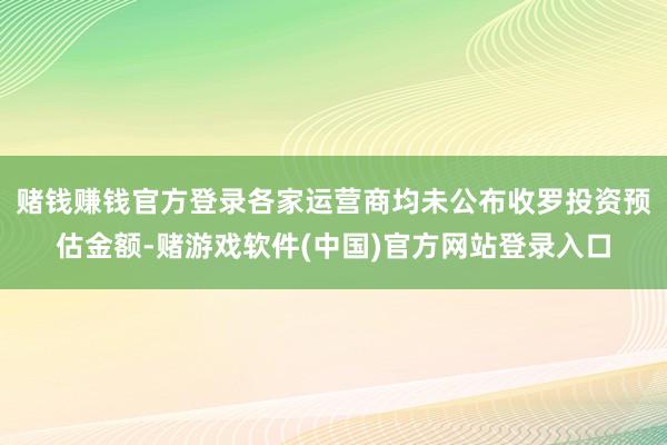 赌钱赚钱官方登录各家运营商均未公布收罗投资预估金额-赌游戏软件(中国)官方网站登录入口